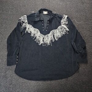 VINTAGE H BAR C CALIFORNIA RANCHWEAR WHITE FRINGE PULLOVER WESTERN SHIRT 2XL
